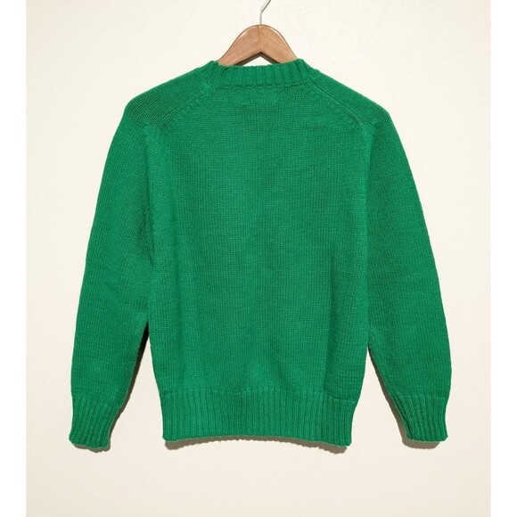 Mens Green Vintage 80s Pullover Acrylic Sweater S Full Fashioned Crew Neck - Picture 2 of 3